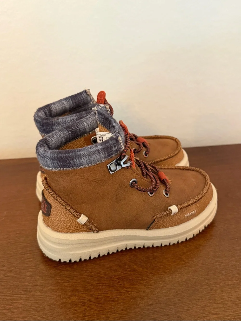 Hey Dude Bradley Classic Toddler Boots Cognac Brown Size 8